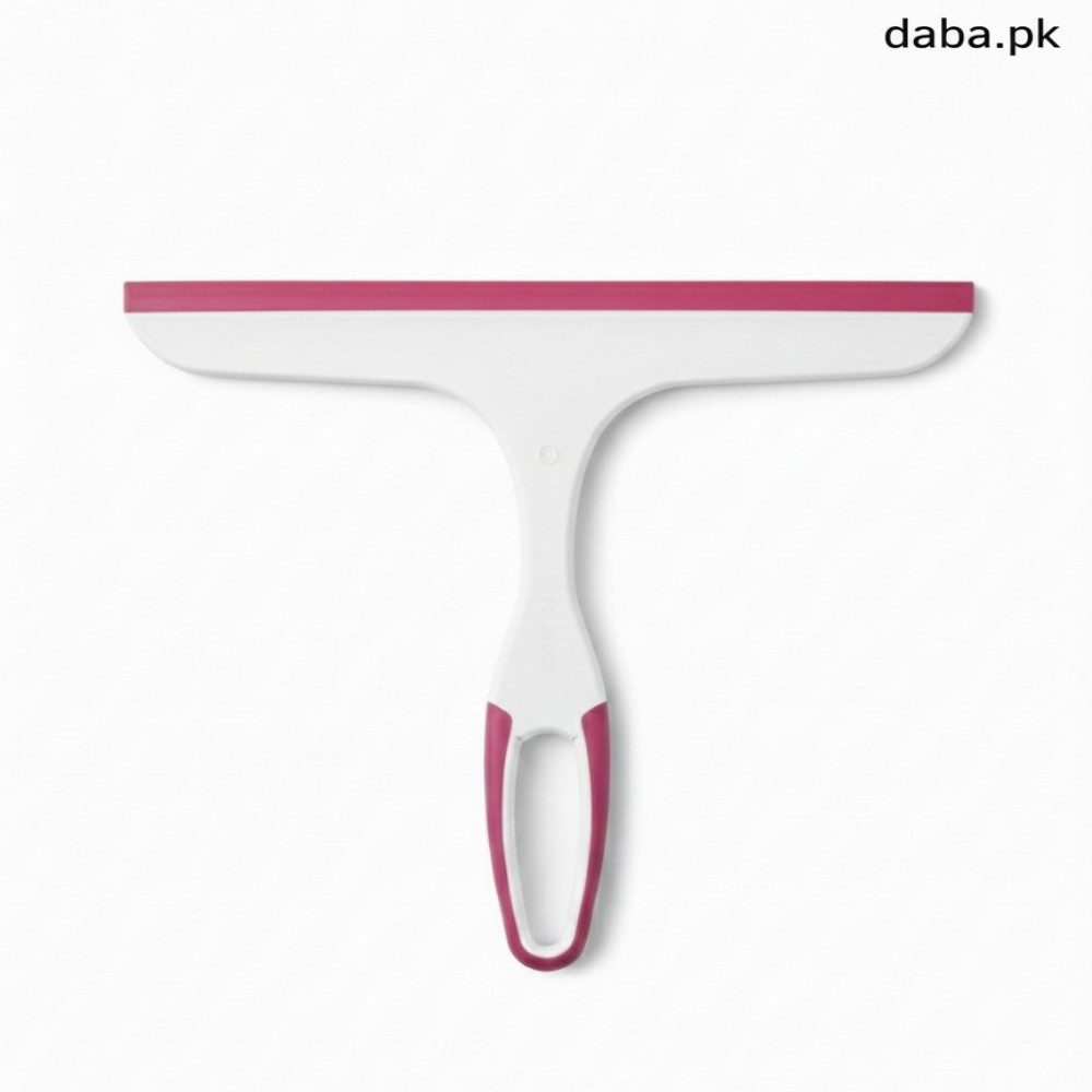 A 1000x1000 high-resolution image of a white and pink multipurpose glass squeegee centered on a clean white background with "daba.pk" branding in the top right corner.